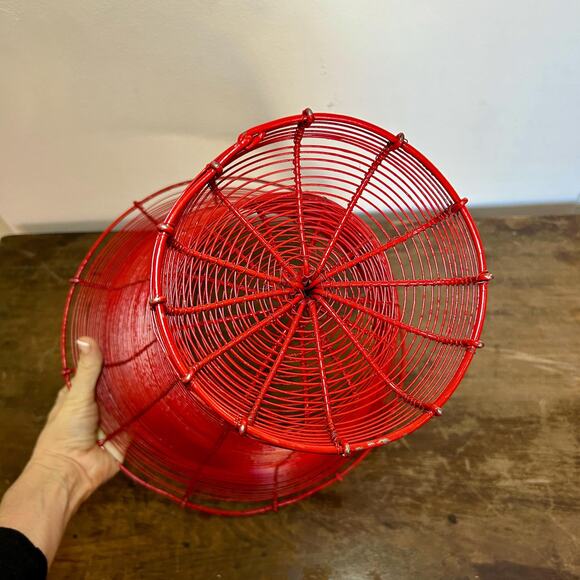 Vintage Red Wire French Fruit Basket | Wire Urn Planter | French Decor - Picture 3 of 5